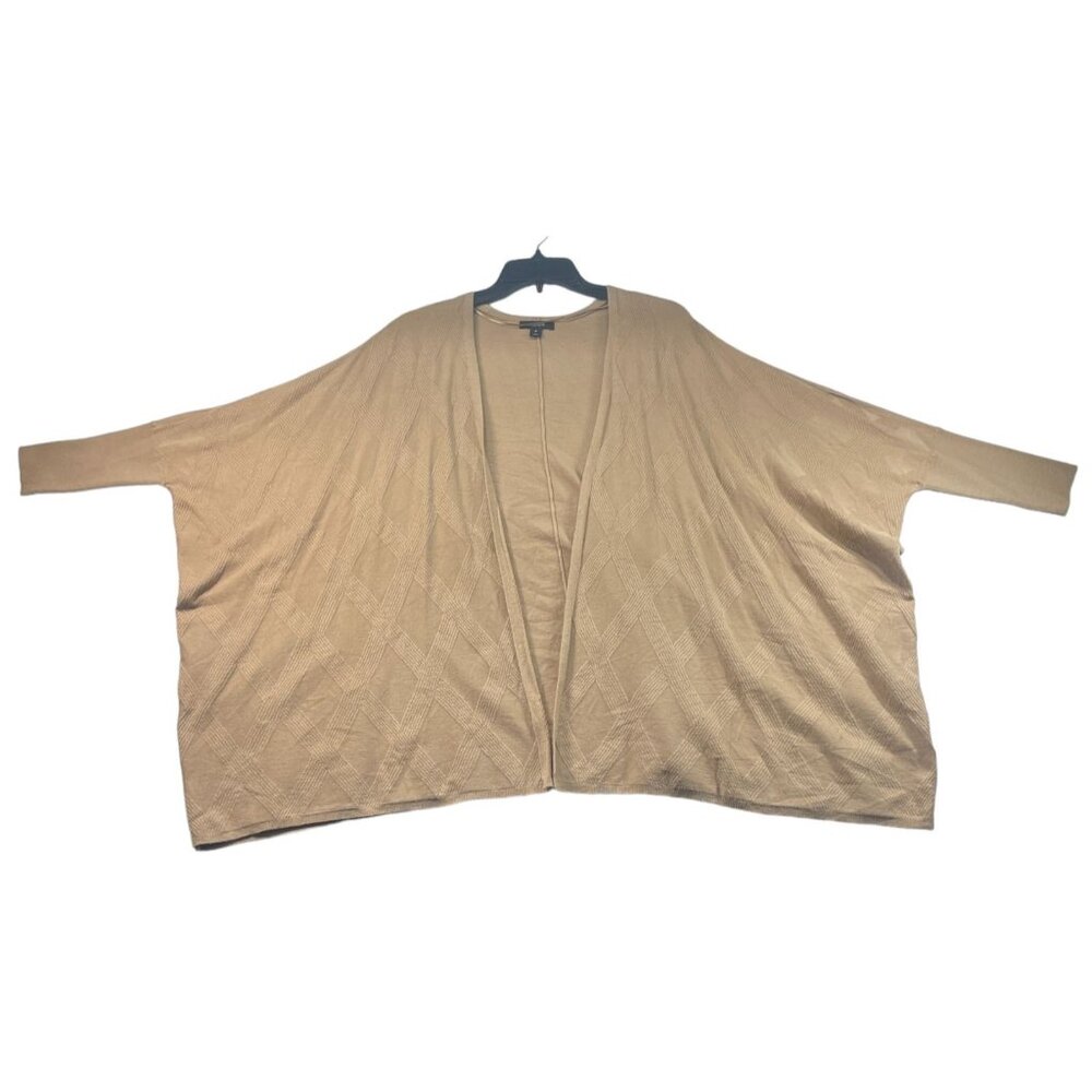 Alfani Poncho Sweater Womens Size Medium Tan Open Front  Diamond Knit  New